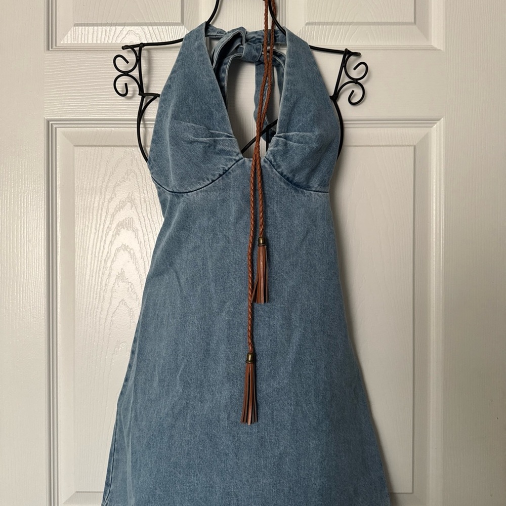 Free people Denim Halter Dress